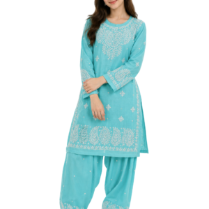 Aqua Blue Chikankari Salwar Suit