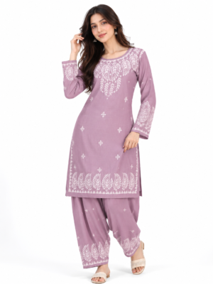 Mauve Chikankari Salwar Suit