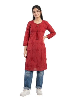 Handcrafted Monochromatic Chikankari Kurti