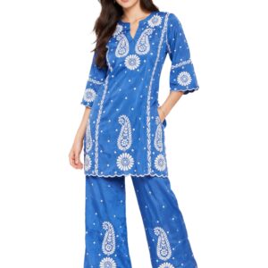 Royal Blue Handmade Chikankari Co-Ord Set