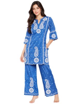 Royal Blue Handmade Chikankari Co-Ord Set